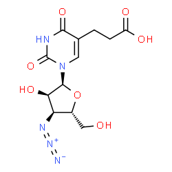 ChemSpider 2D Image | 1-(3-Azido-3-deoxy-alpha-D-ribofuranosyl)-5-(2-carboxyethyl)-2,4(1H,3H)-pyrimidinedione | C12H15N5O7