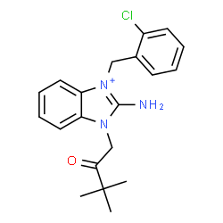 ChemSpider 2D Image | 2-Amino-3-(2-chlorobenzyl)-1-(3,3-dimethyl-2-oxobutyl)-1H-3,1-benzimidazol-3-ium | C20H23ClN3O