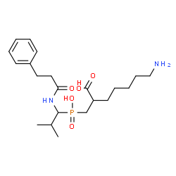 ChemSpider 2D Image | 7-amino-2-(((2-methyl-1-(3-phenylpropanoylamino)propyl)hydroxyphosphinoyl)methyl)heptanoic acid | C21H35N2O5P