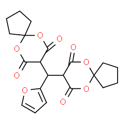 ChemSpider 2D Image | 8,8'-(2-Furylmethylene)bis(6,10-dioxaspiro[4.5]decane-7,9-dione) | C21H22O9