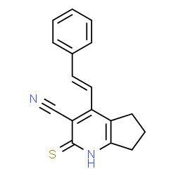 ChemSpider 2D Image | 4-[(E)-2-Phenylvinyl]-2-thioxo-2,5,6,7-tetrahydro-1H-cyclopenta[b]pyridine-3-carbonitrile | C17H14N2S
