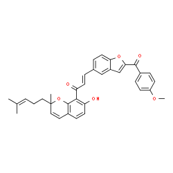 ChemSpider 2D Image | (2E)-1-[7-Hydroxy-2-methyl-2-(4-methyl-3-penten-1-yl)-2H-chromen-8-yl]-3-[2-(4-methoxybenzoyl)-1-benzofuran-5-yl]-2-propen-1-one | C35H32O6