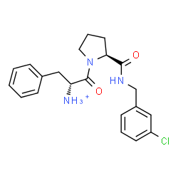 ChemSpider 2D Image | (2R)-1-{(2S)-2-[(3-Chlorobenzyl)carbamoyl]-1-pyrrolidinyl}-1-oxo-3-phenyl-2-propanaminium | C21H25ClN3O2