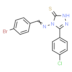 ChemSpider 2D Image | 4H-1,2,4-triazole-3-thiol, 4-[[(4-bromophenyl)methylene]amino]-5-(4-chlorophenyl)- | C15H10BrClN4S