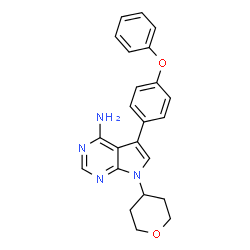 ChemSpider 2D Image | 5-(4-Phenoxyphenyl)-7-(tetrahydro-2H-pyran-4-yl)-7H-pyrrolo[2,3-d]pyrimidin-4-amine | C23H22N4O2