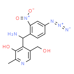 ChemSpider 2D Image | 4-[Amino(4-azido-2-nitrophenyl)methyl]-5-(hydroxymethyl)-2-methyl-3-pyridinol | C14H14N6O4