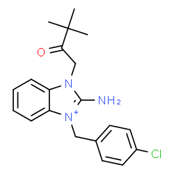 ChemSpider 2D Image | 2-Amino-3-(4-chlorobenzyl)-1-(3,3-dimethyl-2-oxobutyl)-1H-3,1-benzimidazol-3-ium | C20H23ClN3O