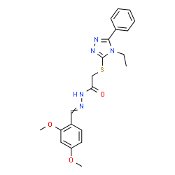ChemSpider 2D Image | N'-(2,4-Dimethoxybenzylidene)-2-[(4-ethyl-5-phenyl-4H-1,2,4-triazol-3-yl)sulfanyl]acetohydrazide | C21H23N5O3S