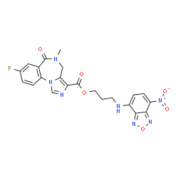 ChemSpider 2D Image | 3-[(7-Nitro-2,1,3-benzoxadiazol-4-yl)amino]propyl 8-fluoro-5-methyl-6-oxo-5,6-dihydro-4H-imidazo[1,5-a][1,4]benzodiazepine-3-carboxylate | C22H18FN7O6