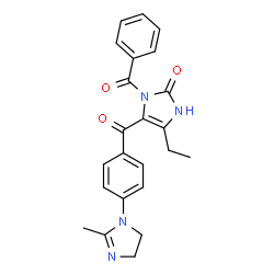 ChemSpider 2D Image | 1-Benzoyl-4-ethyl-5-[4-(2-methyl-4,5-dihydro-1H-imidazol-1-yl)benzoyl]-1,3-dihydro-2H-imidazol-2-one | C23H22N4O3