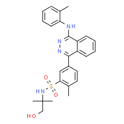 ChemSpider 2D Image | N-(1-Hydroxy-2-methyl-2-propanyl)-2-methyl-5-{4-[(2-methylphenyl)amino]-1-phthalazinyl}benzenesulfonamide | C26H28N4O3S