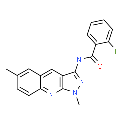 ChemSpider 2D Image | N-(1,6-Dimethyl-1H-pyrazolo[3,4-b]quinolin-3-yl)-2-fluorobenzamide | C19H15FN4O