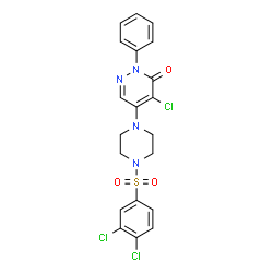 ChemSpider 2D Image | 4-Chloro-5-{4-[(3,4-dichlorophenyl)sulfonyl]-1-piperazinyl}-2-phenyl-3(2H)-pyridazinone | C20H17Cl3N4O3S