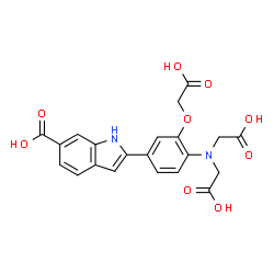 ChemSpider 2D Image | 2-{4-[Bis(carboxymethyl)amino]-3-(carboxymethoxy)phenyl}-1H-indole-6-carboxylic acid | C21H18N2O9