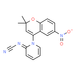 ChemSpider 2D Image | (1-(2,2-Dimethyl-6-nitro-2H-1-benzopyran-4-yl)-2(1H)-pyridinylidene)cyanamide | C17H14N4O3