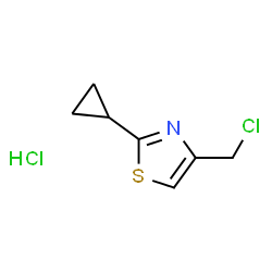 ChemSpider 2D Image | 4-(chloromethyl)-2-cyclopropyl-1,3-thiazole hydrochloride | C7H9Cl2NS