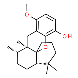 ChemSpider 2D Image | (4aS,7S,7aR)-9-Methoxy-4,4,7,7a-tetramethyl-1,2,3,4,4a,5,6,7,7a,8-decahydrobenzo[d]xanthen-12-ol | C22H32O3