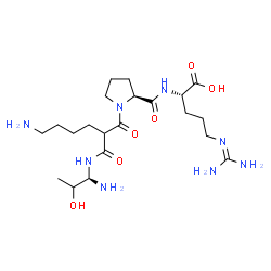 ChemSpider 2D Image | 1-(6-Amino-2-{[(1R)-1-amino-2-hydroxypropyl]carbamoyl}hexanoyl)-L-prolyl-N~5~-(diaminomethylene)-L-ornithine | C21H40N8O6
