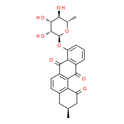 ChemSpider 2D Image | (3S)-3-Methyl-1,7,12-trioxo-1,2,3,4,7,12-hexahydro-8-tetraphenyl 6-deoxy-alpha-L-mannopyranoside | C25H24O8