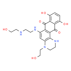 ChemSpider 2D Image | 8,11-Dihydroxy-4-(2-hydroxyethyl)-6-({2-[(2-hydroxyethyl)amino]ethyl}amino)-1,2,3,4-tetrahydronaphtho[2,3-f]quinoxaline-7,12-dione | C22H26N4O6