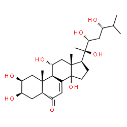 ChemSpider 2D Image | (2beta,3beta,5beta,11alpha,14xi,22R,24S)-2,3,11,14,20,22,24-Heptahydroxycholest-7-en-6-one | C27H44O8