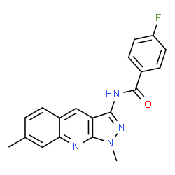 ChemSpider 2D Image | N-(1,7-Dimethyl-1H-pyrazolo[3,4-b]quinolin-3-yl)-4-fluorobenzamide | C19H15FN4O