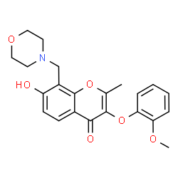 ChemSpider 2D Image | 7-Hydroxy-3-(2-methoxyphenoxy)-2-methyl-8-(4-morpholinylmethyl)-4H-chromen-4-one | C22H23NO6