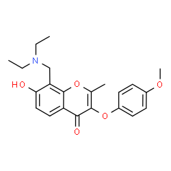 ChemSpider 2D Image | 8-[(Diethylamino)methyl]-7-hydroxy-3-(4-methoxyphenoxy)-2-methyl-4H-chromen-4-one | C22H25NO5