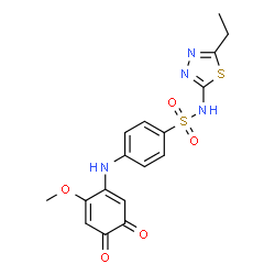 ChemSpider 2D Image | N-(5-Ethyl-1,3,4-thiadiazol-2-yl)-4-[(6-methoxy-3,4-dioxo-1,5-cyclohexadien-1-yl)amino]benzenesulfonamide | C17H16N4O5S2