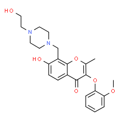 ChemSpider 2D Image | 7-Hydroxy-8-{[4-(2-hydroxyethyl)-1-piperazinyl]methyl}-3-(2-methoxyphenoxy)-2-methyl-4H-chromen-4-one | C24H28N2O6