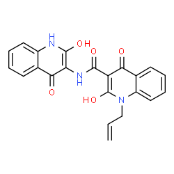 ChemSpider 2D Image | 1-Allyl-2-hydroxy-N-(2-hydroxy-4-oxo-1,4-dihydro-3-quinolinyl)-4-oxo-1,4-dihydro-3-quinolinecarboxamide | C22H17N3O5