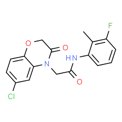 ChemSpider 2D Image | 2-(6-Chloro-3-oxo-2,3-dihydro-4H-1,4-benzoxazin-4-yl)-N-(3-fluoro-2-methylphenyl)acetamide | C17H14ClFN2O3