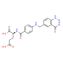 ChemSpider 2D Image | N-(4-{[(4-Oxo-1,4-dihydro-1,2,3-benzotriazin-6-yl)methyl]amino}benzoyl)-L-glutamic acid | C20H19N5O6