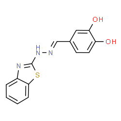 ChemSpider 2D Image | 4-[(E)-(1,3-Benzothiazol-2-ylhydrazono)methyl]-1,2-benzenediol | C14H11N3O2S