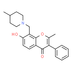 ChemSpider 2D Image | 7-Hydroxy-2-methyl-8-[(4-methyl-1-piperidinyl)methyl]-3-phenyl-4H-chromen-4-one | C23H25NO3