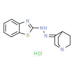 ChemSpider 2D Image | 2-[(2E)-2-(1-Azabicyclo[2.2.2]oct-3-ylidene)hydrazino]-1,3-benzothiazole hydrochloride (1:1) | C14H17ClN4S