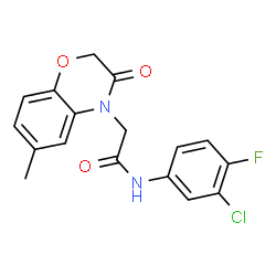 ChemSpider 2D Image | N-(3-Chloro-4-fluorophenyl)-2-(6-methyl-3-oxo-2,3-dihydro-4H-1,4-benzoxazin-4-yl)acetamide | C17H14ClFN2O3