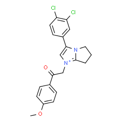 ChemSpider 2D Image | 3-(3,4-Dichlorophenyl)-1-[2-(4-methoxyphenyl)-2-oxoethyl]-6,7-dihydro-5H-pyrrolo[1,2-a]imidazol-1-ium | C21H19Cl2N2O2