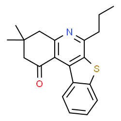 ChemSpider 2D Image | 3,3-Dimethyl-6-propyl-3,4-dihydro[1]benzothieno[2,3-c]quinolin-1(2H)-one | C20H21NOS