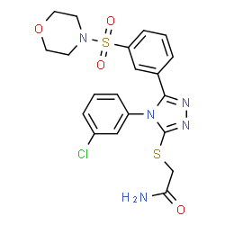 ChemSpider 2D Image | 2-({4-(3-Chlorophenyl)-5-[3-(4-morpholinylsulfonyl)phenyl]-4H-1,2,4-triazol-3-yl}sulfanyl)acetamide | C20H20ClN5O4S2
