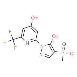 ChemSpider 2D Image | 2-[5-Hydroxy-4-(methylsulfonyl)-1H-pyrazol-1-yl]-6-(trifluoromethyl)-4-pyridinol | C10H8F3N3O4S