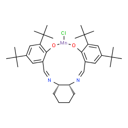 ChemSpider 2D Image | Chloro[2,2'-{(1R,2S)-1,2-cyclohexanediylbis[nitrilo(Z)methylylidene]}bis[4,6-bis(2-methyl-2-propanyl)phenolato-kappaO](2-)]manganese | C36H52ClMnN2O2