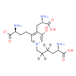 ChemSpider 2D Image | (2S)-2-Amino-4-{4-[(2S)-2-amino-2-carboxyethyl]-1-[(5S)-5-amino-5-carboxy(2,2,3,3-~2~H_4_)pentyl]-5-hydroxy-3-pyridiniumyl}butanoate | C18H24D4N4O7