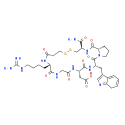 ChemSpider 2D Image | [(3R,11S,17S,20S,25aS)-11-(4-Carbamimidamidobutyl)-3-carbamoyl-20-(7H-indol-3-ylmethyl)-1,9,12,15,18,21-hexaoxodocosahydro-7H-pyrrolo[2,1-g][1,2,5,8,11,14,17,20]dithiahexaazacyclotricosin-17-yl]acetic
 acid | C35H49N11O9S2