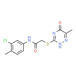 ChemSpider 2D Image | acetamide, N-(3-chloro-4-methylphenyl)-2-[(4,5-dihydro-6-methyl-5-oxo-1,2,4-triazin-3-yl)thio]- | C13H13ClN4O2S