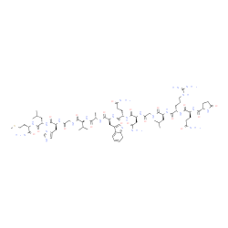 ChemSpider 2D Image | 5-Oxo-L-prolyl-L-glutaminyl-L-arginyl-L-leucylglycyl-L-asparaginyl-L-glutaminyl-3-(7H-indol-3-yl)-L-alanyl-L-alanyl-L-valylglycyl-L-histidyl-L-leucyl-L-methioninamide | C71H110N24O18S
