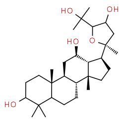 ChemSpider 2D Image | (8R,9S,10R,12R,13R,14R,17S)-17-[(2S)-4-Hydroxy-5-(2-hydroxy-2-propanyl)-2-methyltetrahydro-2-furanyl]-4,4,10,14-tetramethylhexadecahydro-1H-cyclopenta[a]phenanthrene-3,12-diol | C29H50O5