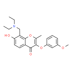 ChemSpider 2D Image | 8-[(Diethylamino)methyl]-7-hydroxy-3-(3-methoxyphenoxy)-2-methyl-4H-chromen-4-one | C22H25NO5