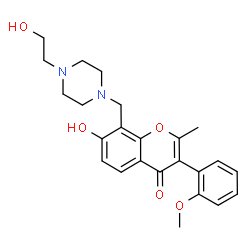 ChemSpider 2D Image | 7-Hydroxy-8-{[4-(2-hydroxyethyl)-1-piperazinyl]methyl}-3-(2-methoxyphenyl)-2-methyl-4H-chromen-4-one | C24H28N2O5