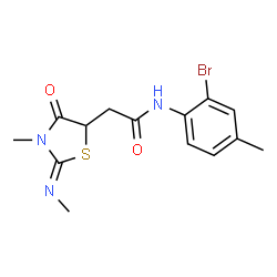ChemSpider 2D Image | N-(2-Bromo-4-methylphenyl)-2-[(2Z)-3-methyl-2-(methylimino)-4-oxo-1,3-thiazolidin-5-yl]acetamide | C14H16BrN3O2S
